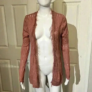 Lauren Conrad Womens Open Front Long Cardigan Sweater Eyelash Knit Medium